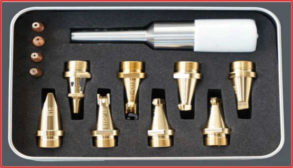 lasertechniek, laser accessoires laserlas,Laserlasmondstukken, mond stuk set