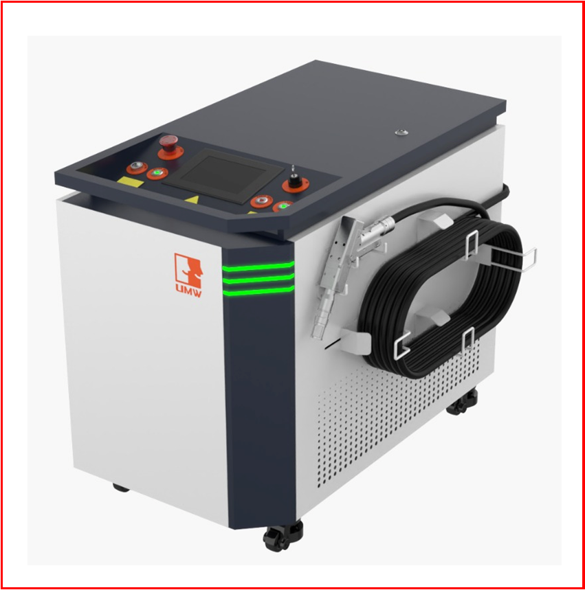 5 in 1 watergekoelde laserlasmachine schuin voor met laspistool