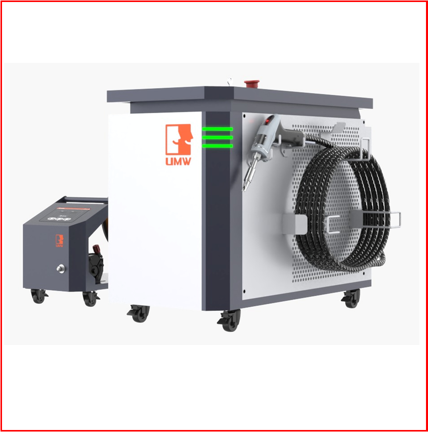 4 in 1 mini Watergekoelde laserlasmachine WSX schuinvooraanzicht met draadunit